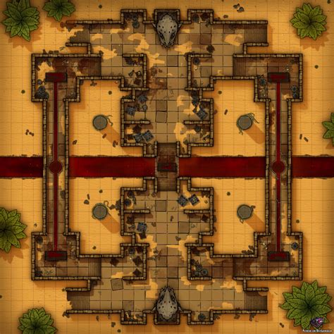 Desert Sacrifice Temple - D&D Map for Roll20 And Tabletop - Dice Grimorium