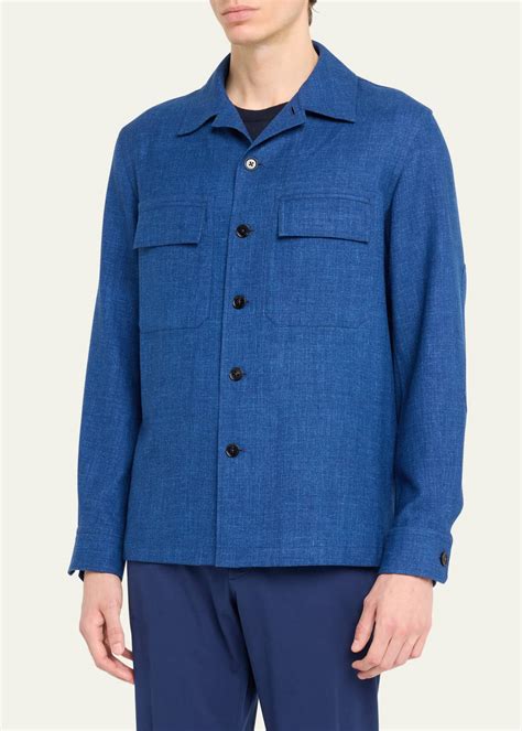 ZEGNA Men S Oasi Cashmere Linen Overshirt Bergdorf Goodman