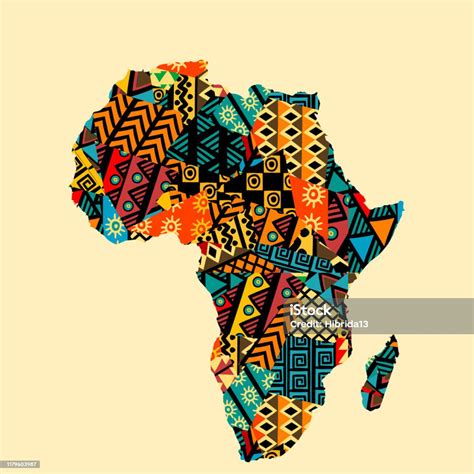 Africa Map With Ethnic Motifs Pattern Stock Illustration - Download ...