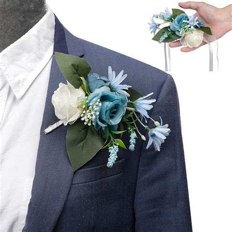 Hot Bride Groom Boutonniere Rose Corsage Artificial Silk Wrist Flower