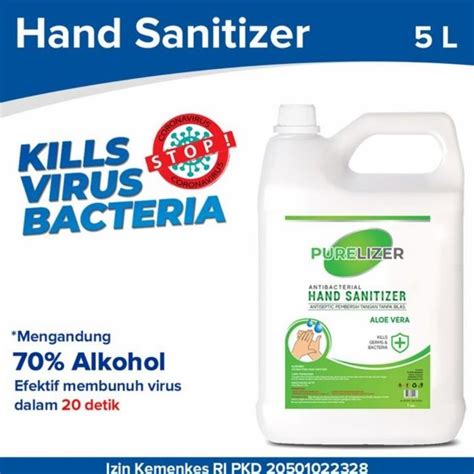 Jual Purelizer Hand Sanitizer Cair 5L Izin Kemenkes RI Aloe Vera