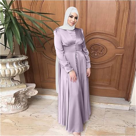 Hijab Satin Dress Ramadan Muslim Fashion Belted Abaya Dubai Turkey