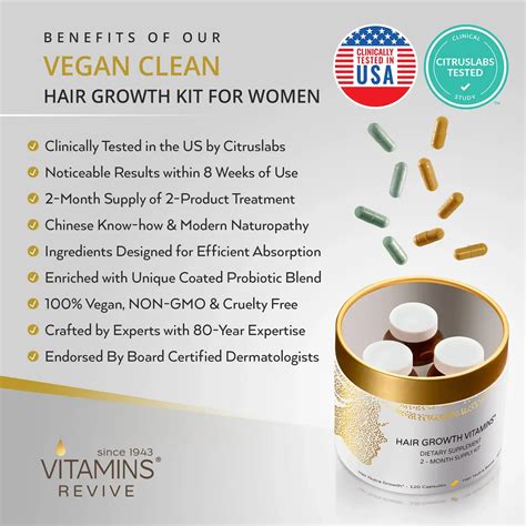 Clinically Tested Hair Growth Vitamins for Women - Advanced Supplement System - 2 Month Supply Kit