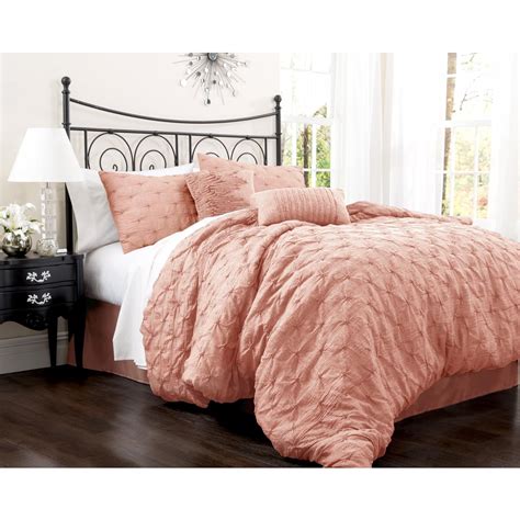 Lush Decor Lake Como 4 Piece Comforter Set Queen Peach Home And Kitchen