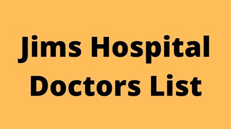 Jims Hospital Doctors List Address Contact YouTube