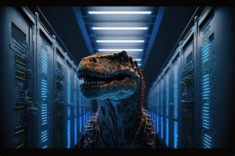 Premium Photo Closeup Portrait Showcases A Trex Wearing A Stylish