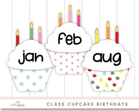 Classroom Birthday Display Cupcake Birthday Board Bulletin Etsy