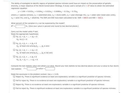 Solved The ability of ecologists to identify regions of | Chegg.com 