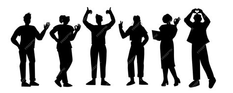 Premium Vector Silhouettes Of People With Positive Ok Hand Gestures