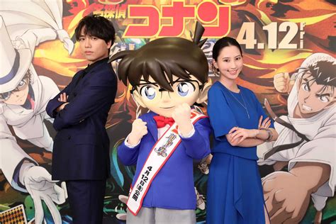 【写真 1 4枚】劇場版アニメ「名探偵コナン 紺青の拳（こんじょうのフィスト）」でゲスト声優を務めることになった山崎育三郎さんと河北麻友子さん（c）2019 青山剛昌／名探偵コナン製作委員会