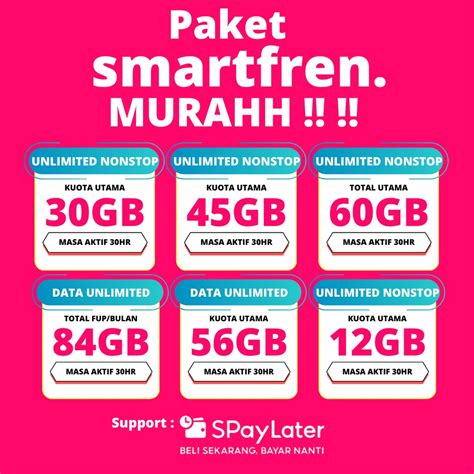 Jual Paket Data Kuota Smartfren Unlimited Nonstop Volume Based Paket