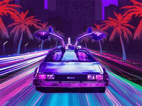 1600x1200 Delorean Cyberpunk Road 4k 1600x1200 Resolution Hd 4k