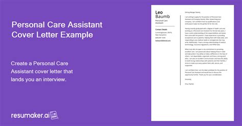 Personal Care Assistant Cover Letter Examples Template Tips