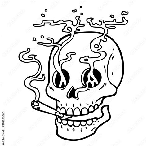 Smoking Skull Tattoo Stock Illustration Adobe Stock