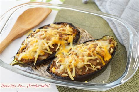 Berenjenas rellenas de carne picada al microondas Recetas de Escándalo