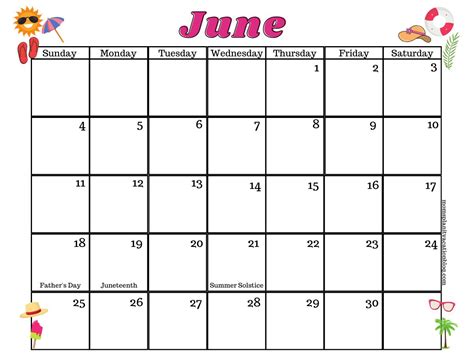 Free June Calendar