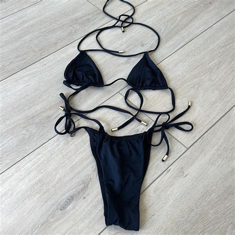 Monday Swimwear Black And Gold Bikini Never Worn Depop
