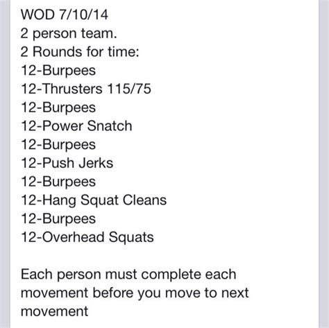 Partner Wod Wod Crossfit Partner Workout Crossfit Workouts