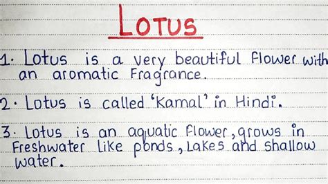 Lines Essay On Lotus Write Lines Essay On Lotus In English