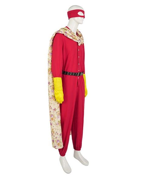 Blankman Costume Red Jumpsuit With Cloack Loasp