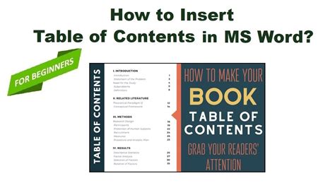 How To Insert Table Of Contents In Ms Word Creating A Table Of