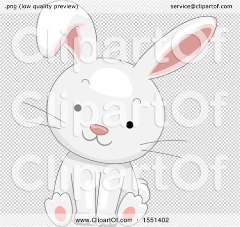 Clipart Of A Cute White Bunny Rabbit Sitting Royalty Free Vector