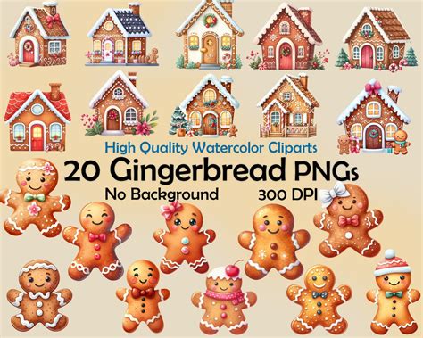 Watercolor Gingerbread House Clipart Gingerbread Man Cookies Png