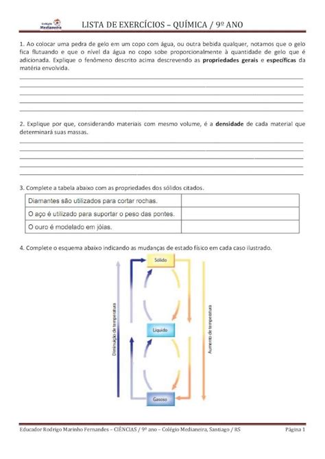 PDF LISTA DE EXERCÍCIOS QUÍMICA 9º PDF fileLISTA DE EXERCÍCIOS