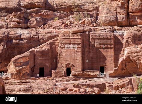 Facades Street Caves In The Ancient City Of Petra City Jordan Petra