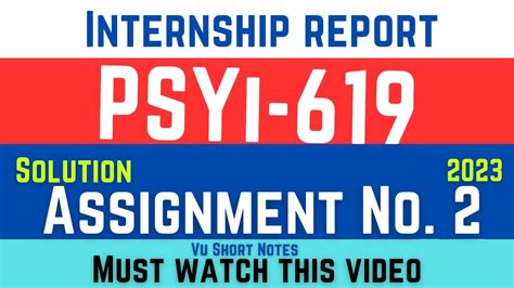 Internship Report PSYI619 Assignment No 02 Psyi619 Internship