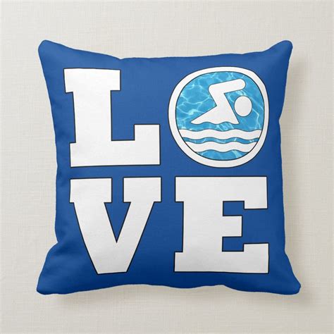 Love Swimming Cute Swimmer Or Swim Team Coach Throw Pillow Zazzle