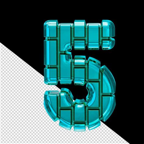 Symbole 3d Fait De Briques Verticales Turquoise Numéro 5 PSD Premium