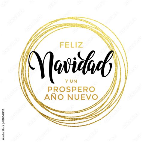 Feliz Navidad Prospero Ano Nuevo Spanish New Year Christmas Text Stock