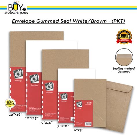 White Envelope Brown Envelope Gummed Seal Pkt Sampul Surat A A