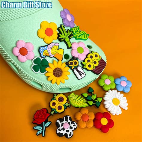 Pcs Plants Clog Charms Sunflower Mushroom Shoe Decoration Accessories