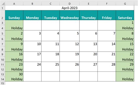 Calendar Template In Excel - Create Simple & Dynamic Calendar