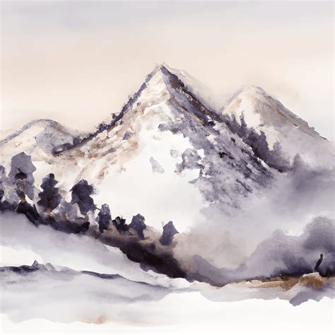 Mountain Winter Watercolor Painting Landscape · Creative Fabrica