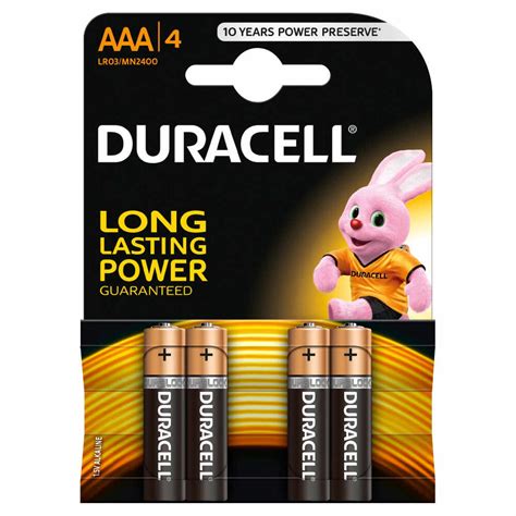 Baterii Alcaline Duracell AAAK4 LR03 4 Buc 2 Produse