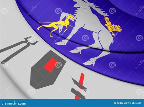 3D Flag of Jamtland County, Sweden Stock Illustration - Illustration of ...