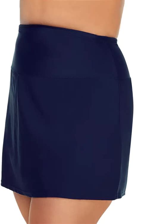 Island Escape Womens Solid Tummy Control Swim Skirt Bottom Size 8 Navy