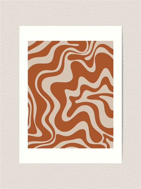 Liquid Swirl Retro Abstract Pattern In Clay And Putty Earth Tones Art