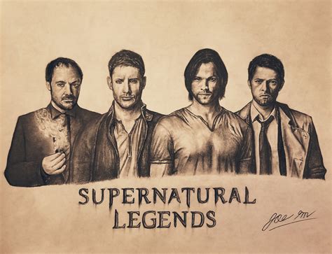 Landscape Supernatural Portrait Of Crowley Dean Sam And Castiel