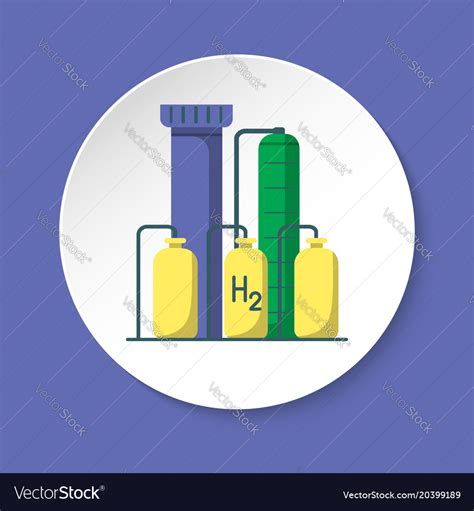 Hydrogen Plant Icon In Flat Style On Round Button Vector Image