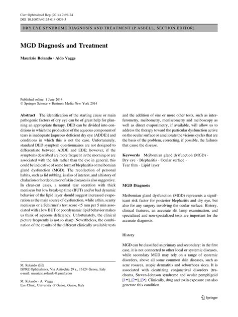 (PDF) MGD Diagnosis and Treatment