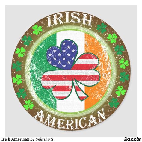 Irish American Classic Round Sticker | Zazzle | Irish american, Irish, Irish clover