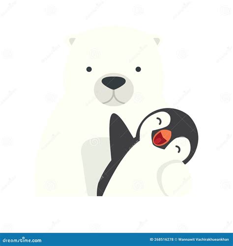Polar Bear Hug Penguin Cartoon Stock Vector Illustration Of Drawing