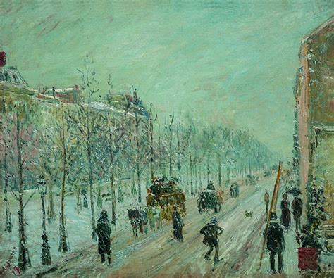 The Outer Boulevards Snow Effect Greeting Card By Camille Pissarro