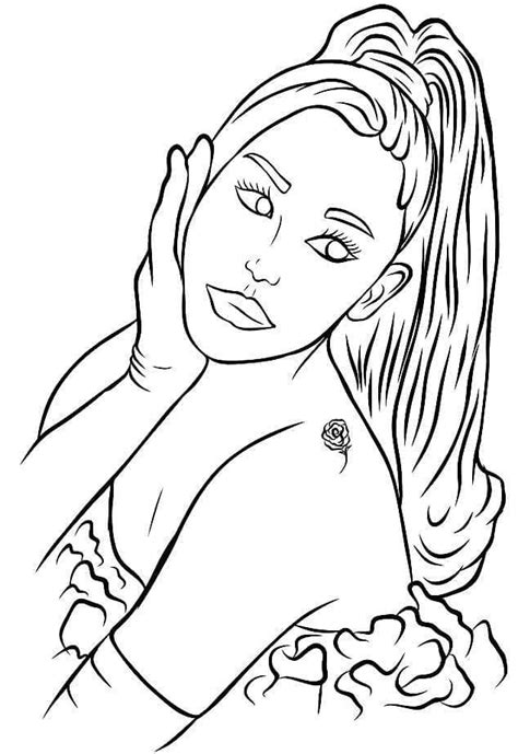 Coloriage Jeune Ariana Grande télécharger et imprimer gratuit sur