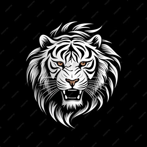 Premium AI Image | Tiger head face logo or icon in white on black ...