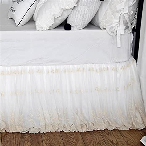 Brandream Romantic Ivory Off White Lace Bed Skirts California King Size